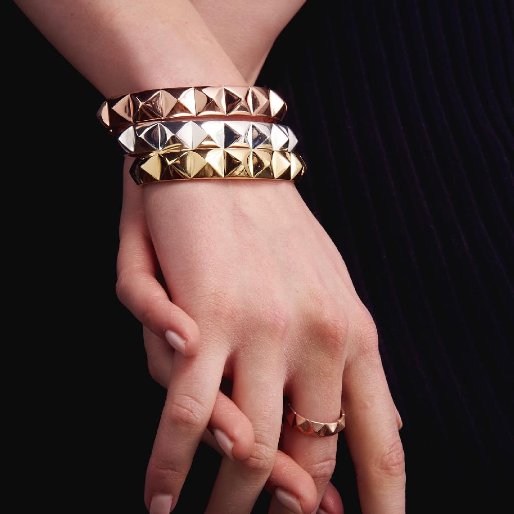 Unoaerre Bracciale rigido in bronzo argentato piramidi | UNOAERRE Gioielli Ultimi due giorni