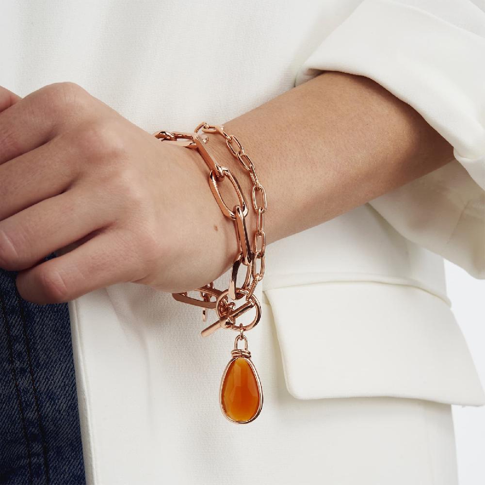 Unoaerre Bracciale in bronzo dorato rosa cristallo ambra | UNOAERRE Gioielli Ultimo giorno