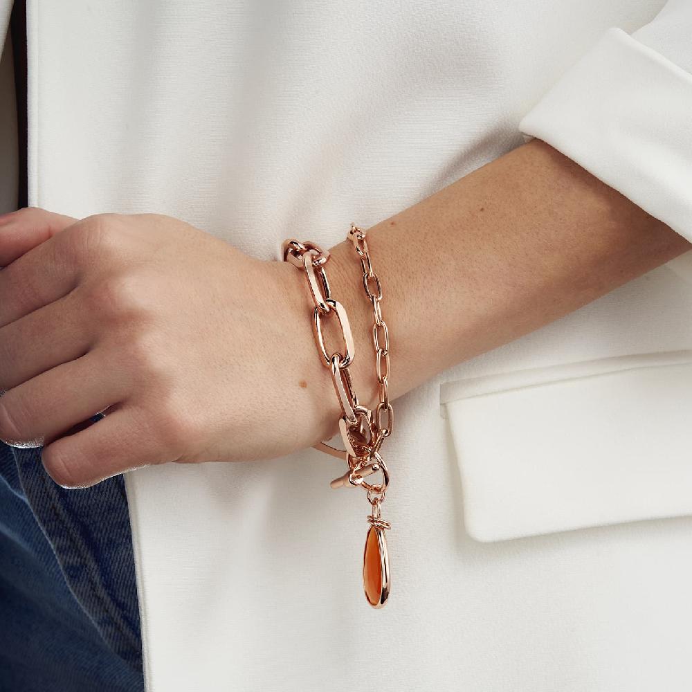 Unoaerre Bracciale in bronzo dorato rosa cristallo ambra | UNOAERRE Gioielli Ultimo giorno