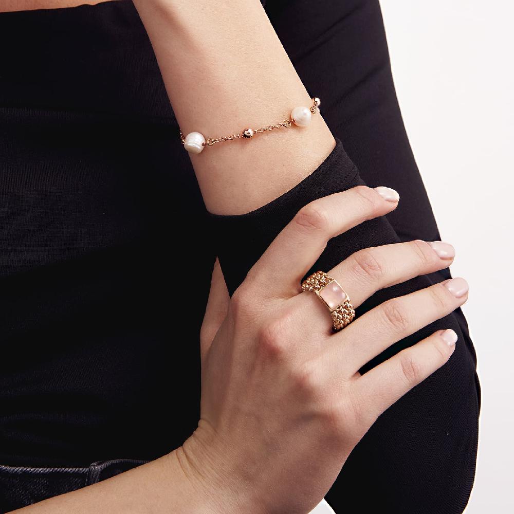 Unoaerre Bracciale in bronzo dorato rosa perle naturali | UNOAERRE Gioielli Vendita