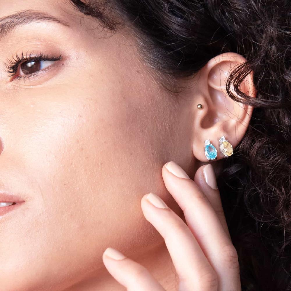 Unoaerre Orecchini in argento con e zicornia cubica gialla | UNOAERRE Gioielli Fino al 65% di sconto