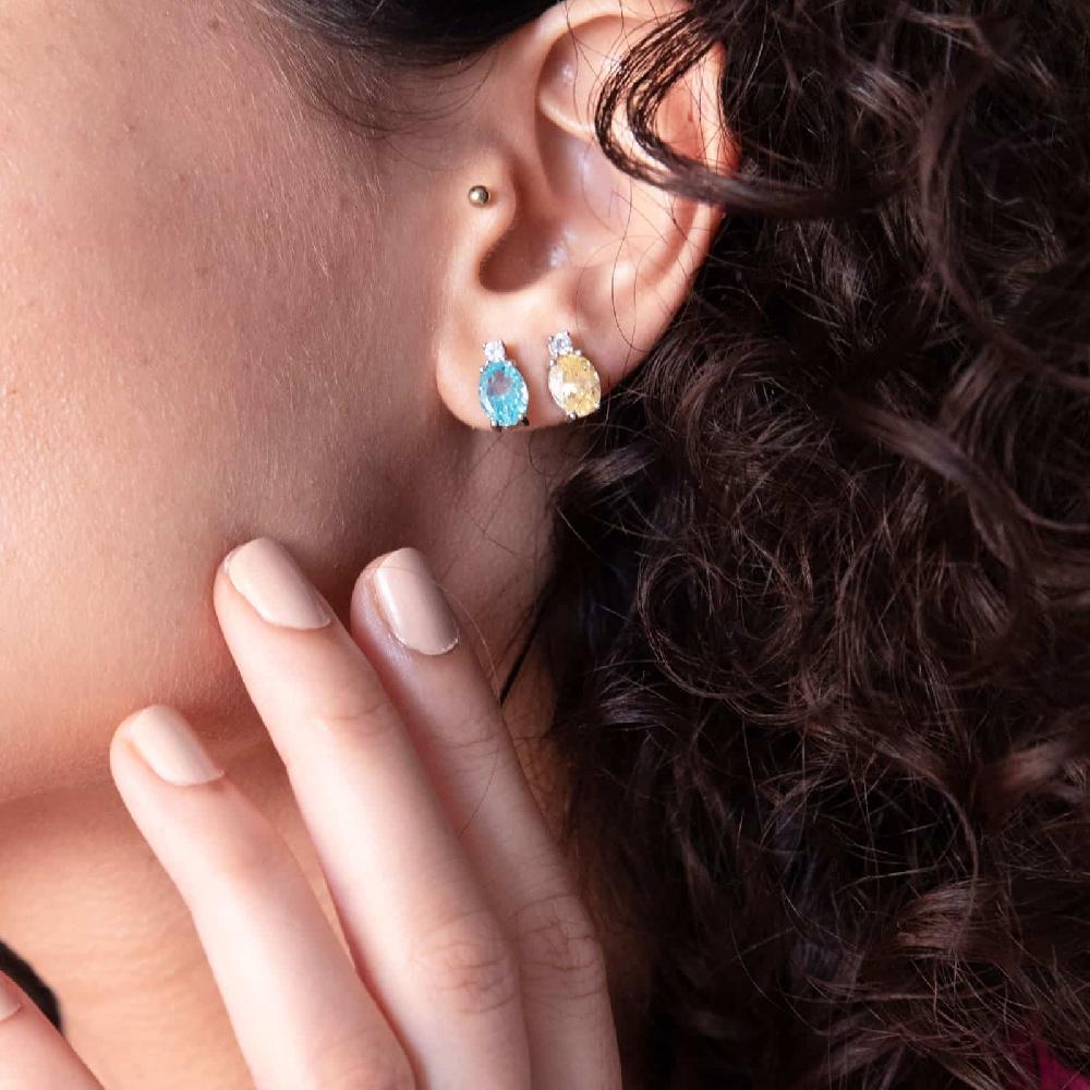 Unoaerre Orecchini in argento con e zicornia cubica gialla | UNOAERRE Gioielli Fino al 65% di sconto