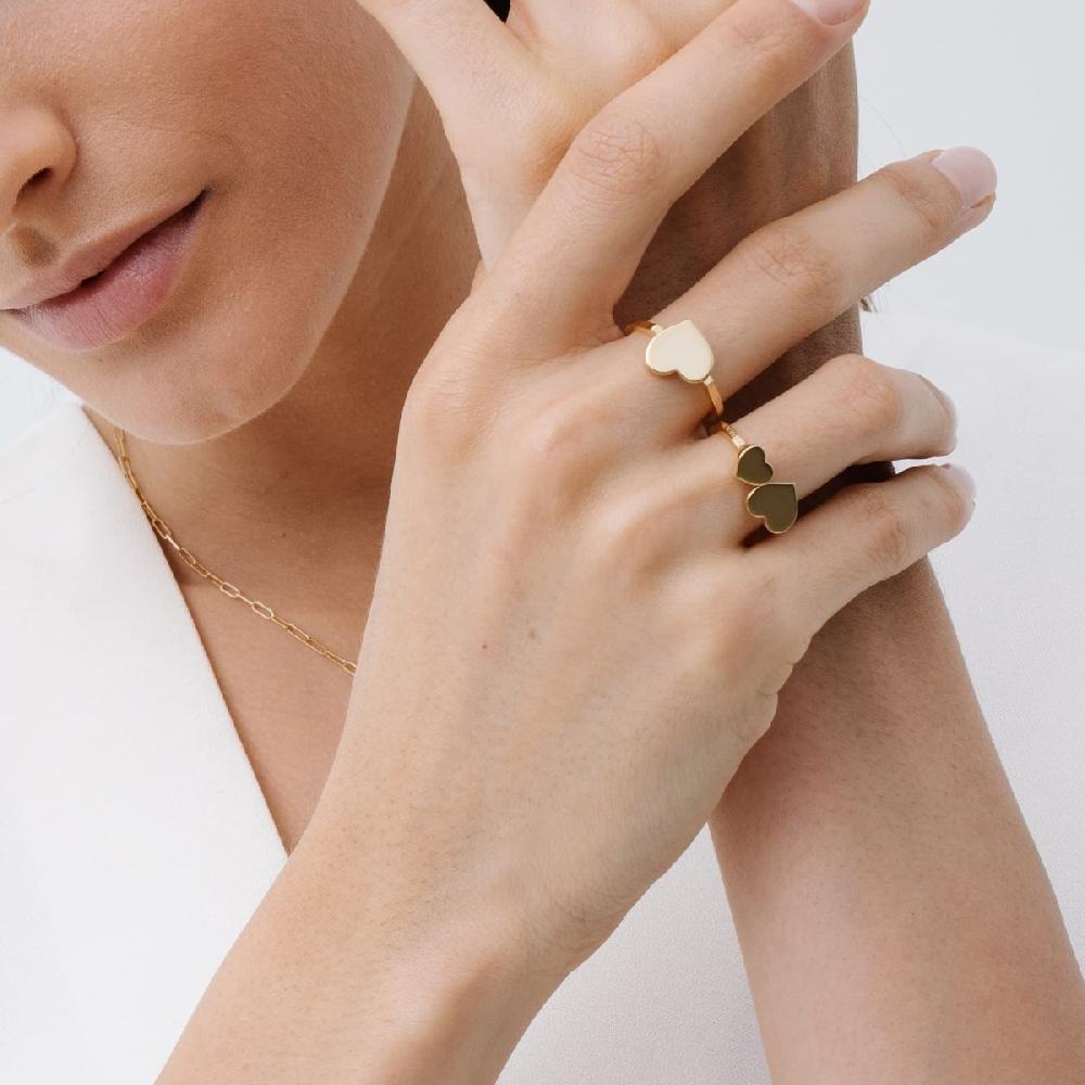 Unoaerre Anello in oro con cuore grande e piccolo | UNOAERRE Gioielli Enormi risparmi