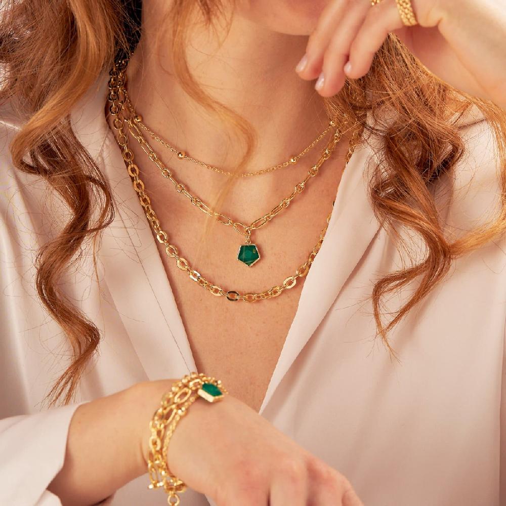 Unoaerre Collana donna dorata con pietra | UNOAERRE Gioielli In Linea