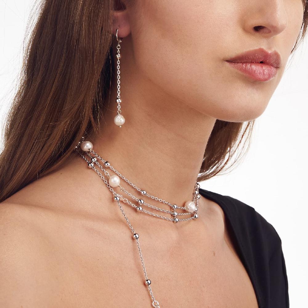 Unoaerre Collana in bronzo argentato perle naturali | UNOAERRE Gioielli Consegna Veloce