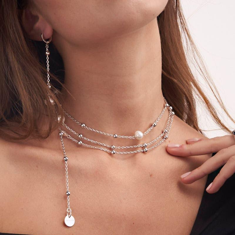 Unoaerre Collana in bronzo argentato perle naturali | UNOAERRE Gioielli Consegna Veloce