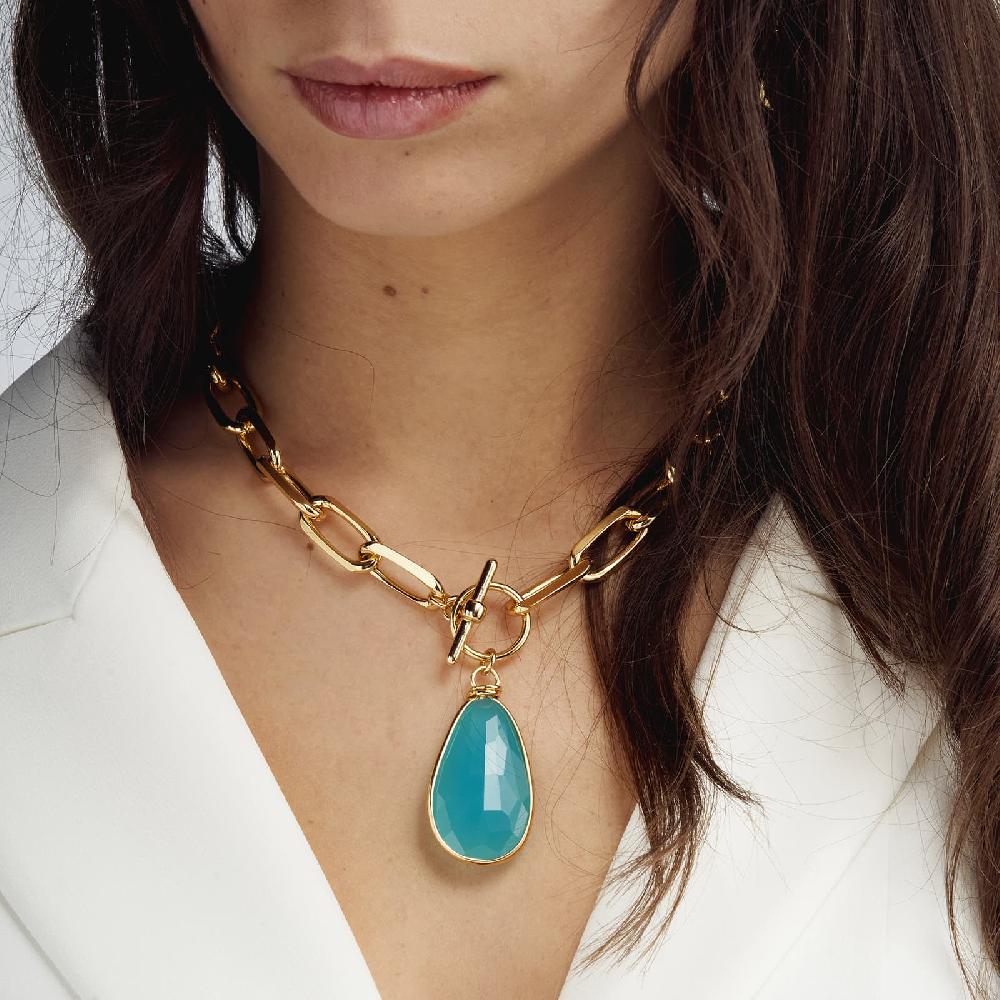 Unoaerre Collana in bronzo dorato cristallo turchese | UNOAERRE Gioielli Promozione Limitata