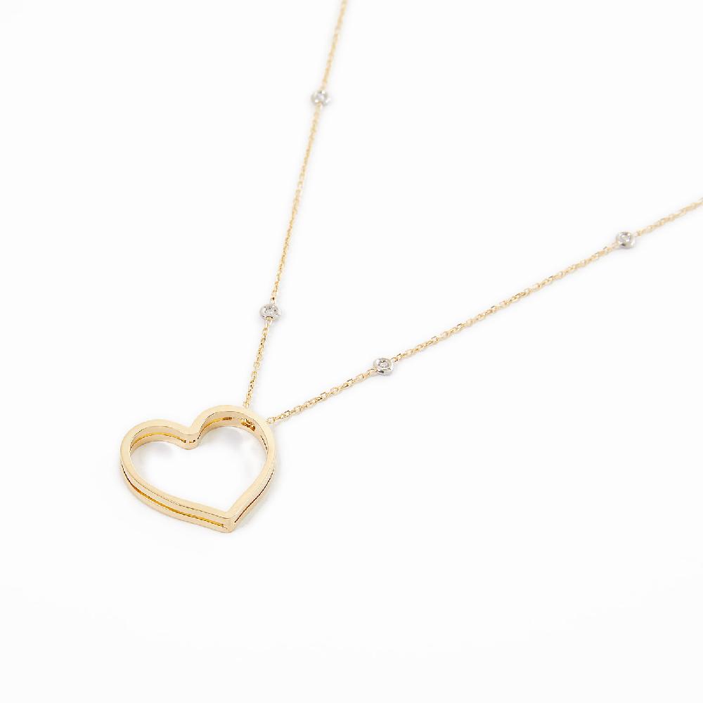 Unoaerre Collana in oro con cuore e diamanti | UNOAERRE Gioielli Shopping Online