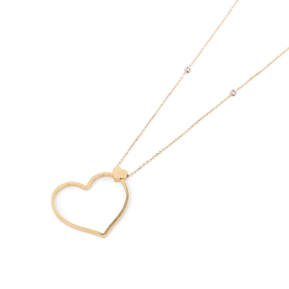 Unoaerre Collana lunga in oro con cuore e diamanti Batticuore | UNOAERRE Gioielli Affare Del Giorno
