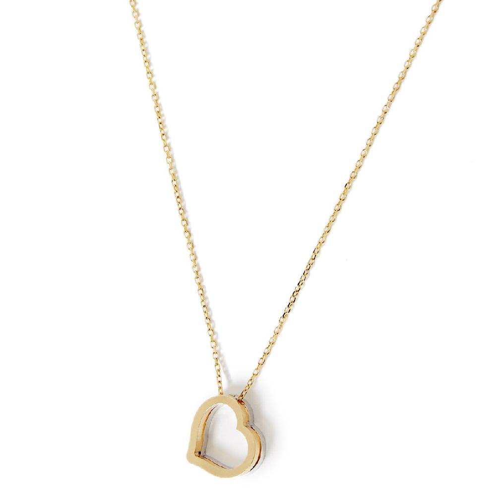 Unoaerre Collana in oro con pendente cuore bicolore | UNOAERRE Gioielli Prezzo Ridotto