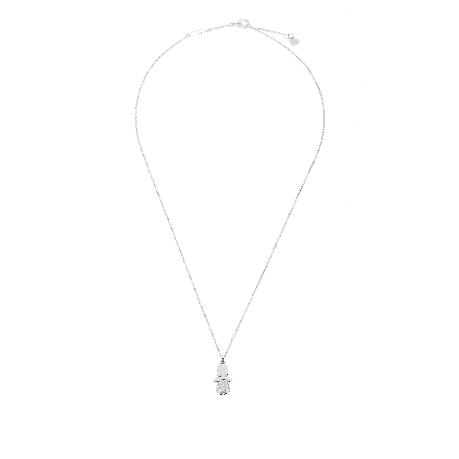 Unoaerre Collana in oro bianco con pendente bimba e diamanti | UNOAERRE Gioielli Convenienza