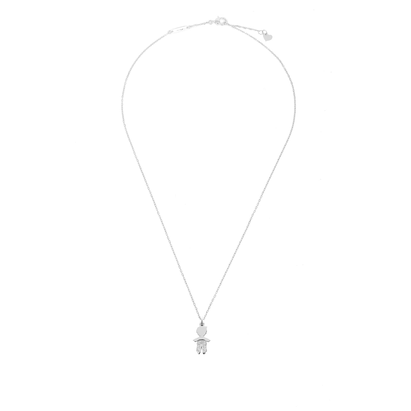Unoaerre Collana in oro bianco con pendente bimbo e diamanti | UNOAERRE Gioielli Novità