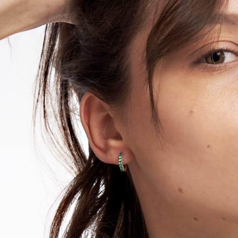 Unoaerre Orecchini in argento con zirconia cubica verde | UNOAERRE Gioielli Offerte