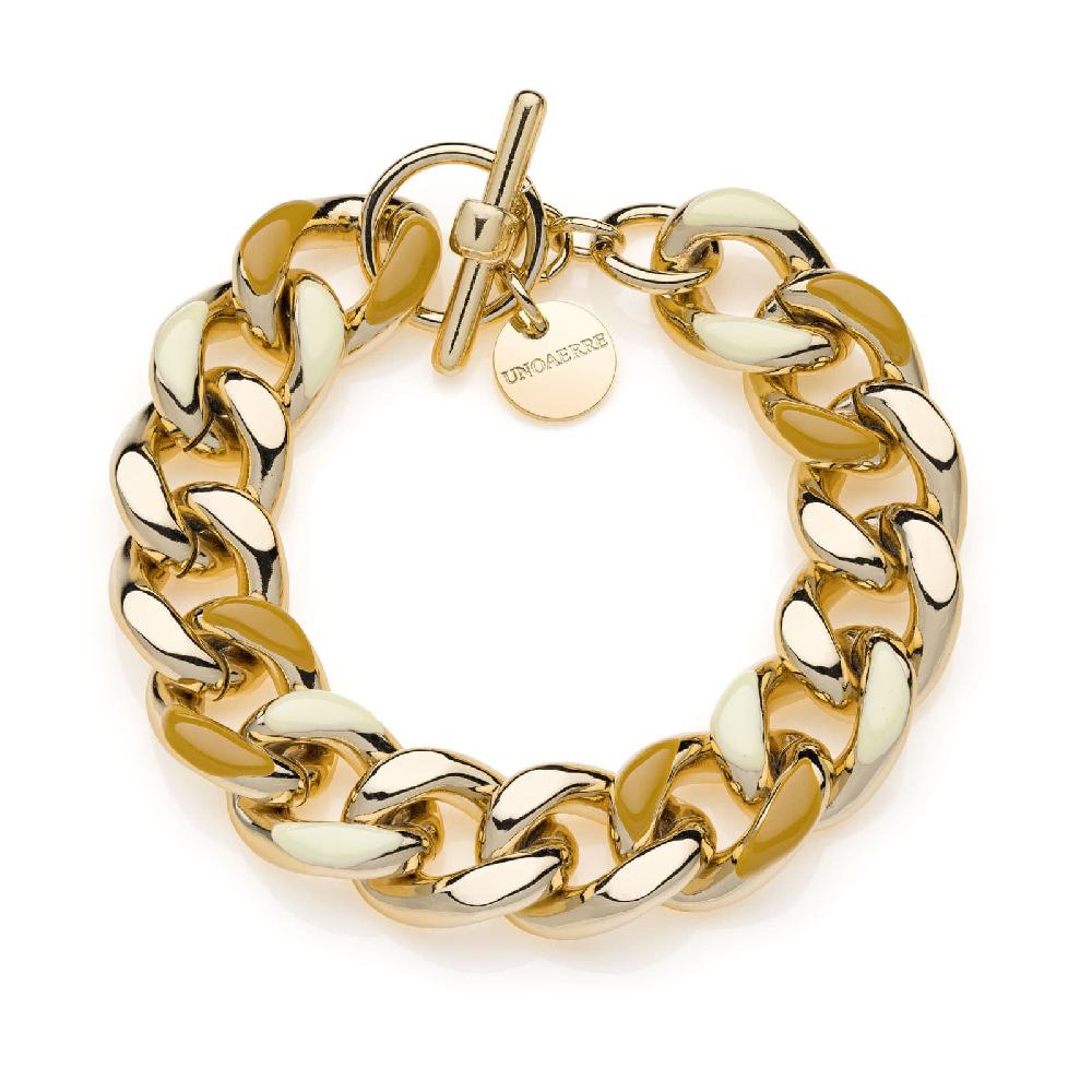 Unoaerre Bracciale donna catena grumetta smalto beige e nocciola | UNOAERRE Gioielli Only for today