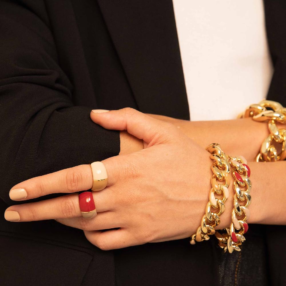 Unoaerre Bracciale donna catena grumetta smalto beige e nocciola | UNOAERRE Gioielli Only for today