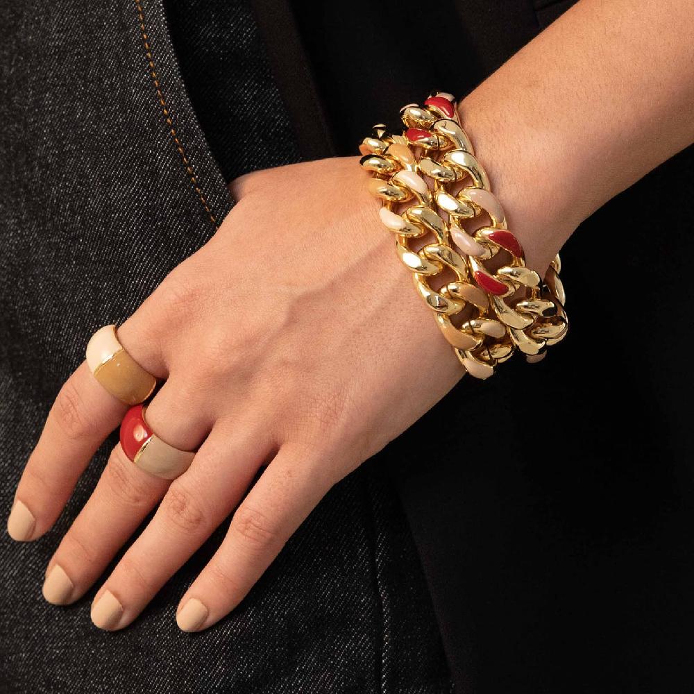 Unoaerre Bracciale donna catena grumetta smalto beige e rosso bordeaux | UNOAERRE Gioielli Offerta speciale della fabbrica