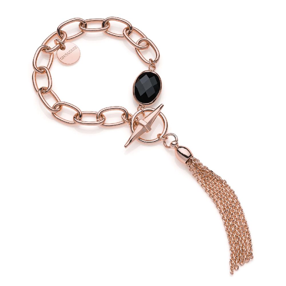 Unoaerre Bracciale catena dorata rosa e pietra nera | UNOAERRE Gioielli Trasporto libero internazionale