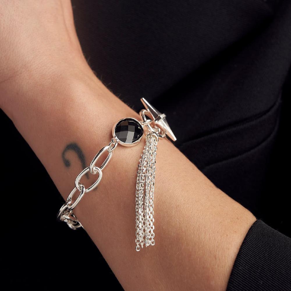 Unoaerre Bracciale catena argento e pietra nera | UNOAERRE Gioielli Limitato a 3 giorni