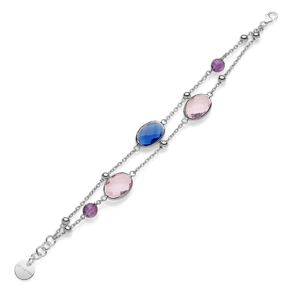 Unoaerre Bracciale donna con pietre rosa e blu | UNOAERRE Gioielli Nuovo