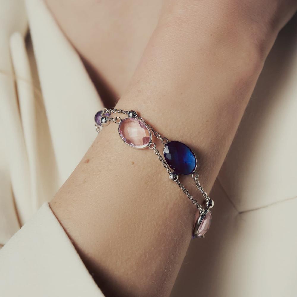 Unoaerre Bracciale donna con pietre rosa e blu | UNOAERRE Gioielli Nuovo
