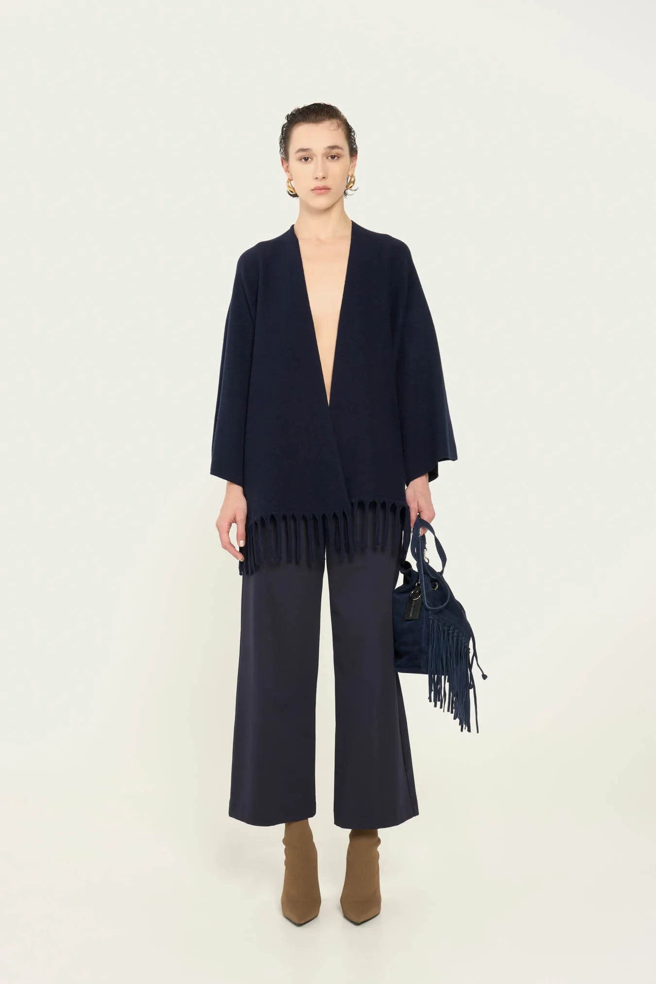 ﻿Vicario cinque Cardigan over viscosa con frange Mildred 2025
