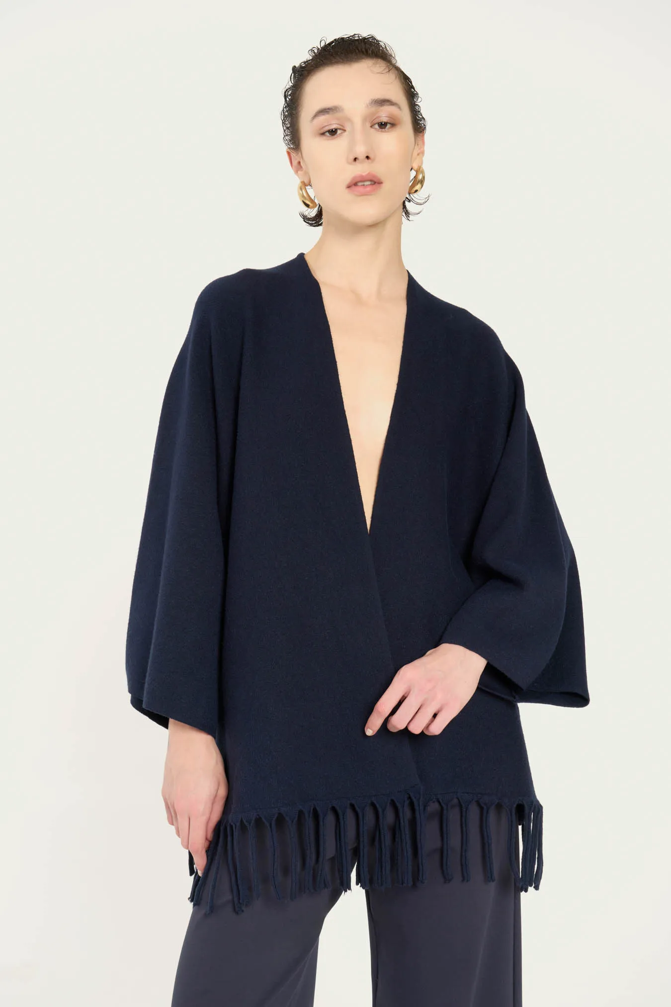 ﻿Vicario cinque Cardigan over viscosa con frange Mildred 2025