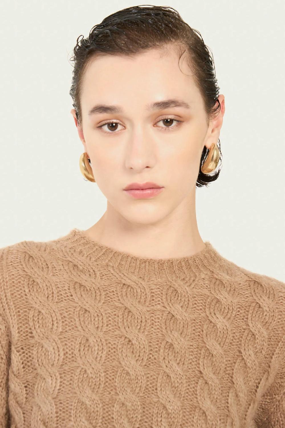 Vicario cinque Pullover in mohair cammello slim fit Mabella Italia