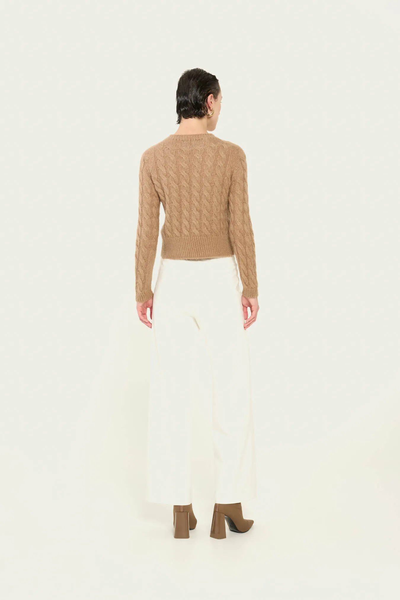 Vicario cinque Pullover in mohair cammello slim fit Mabella Italia