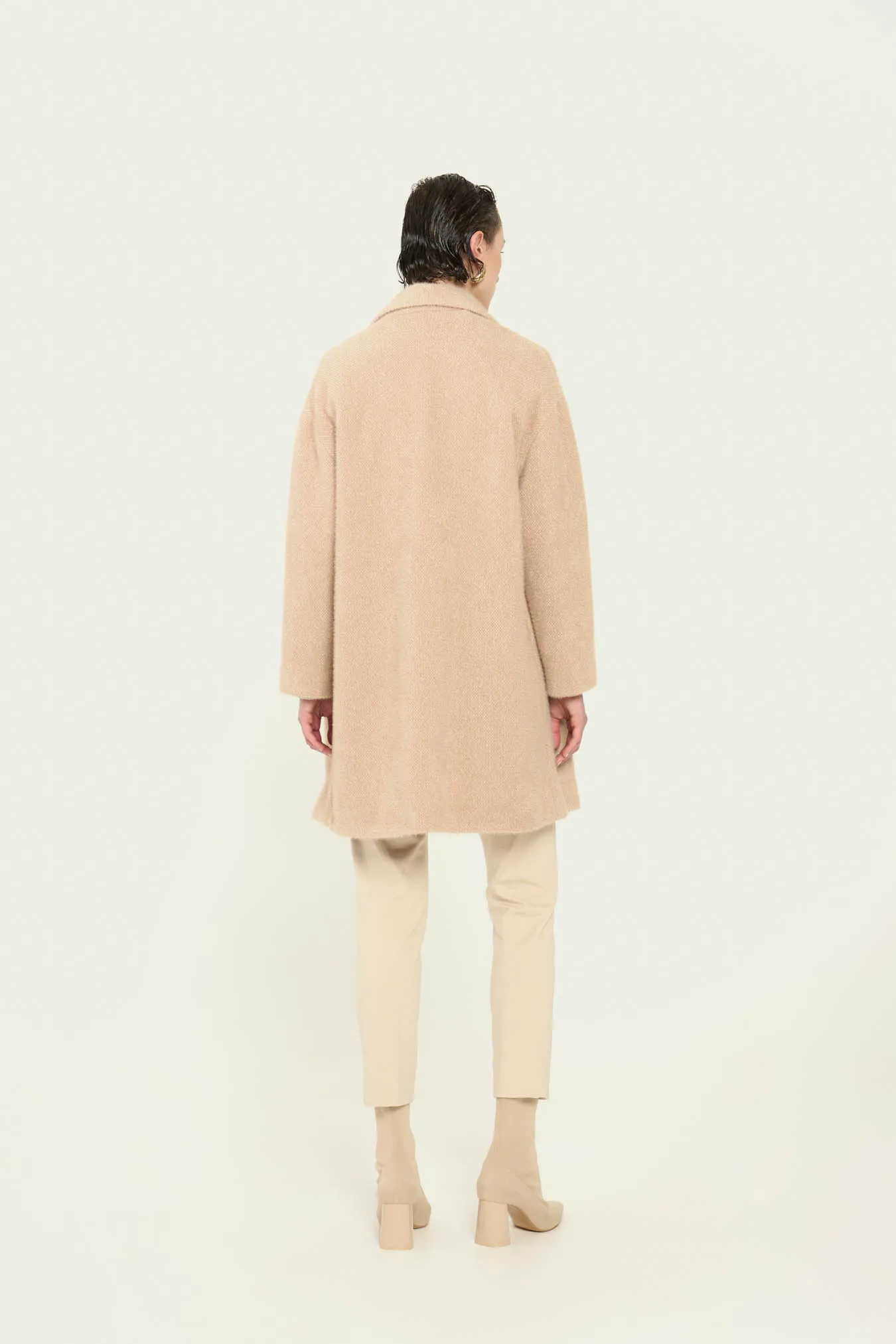 Vicario cinque Cappotto monopetto in panno beige Cesilia Spedizione Gratuita