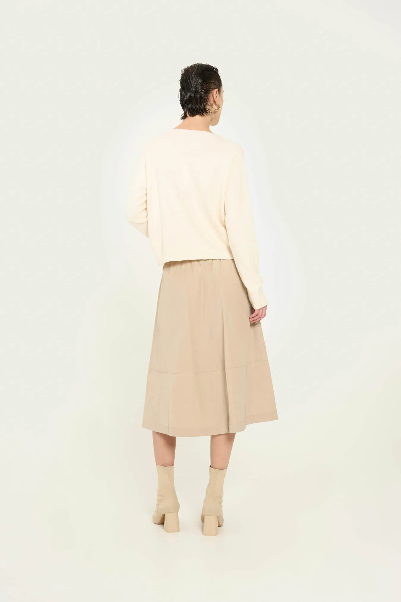Vicario cinque Gonna midi svasata beige Giada Promozione Limitata