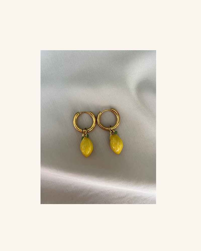 Y'am Capri Lemons hoop earrings - small size Prezzo Ridotto