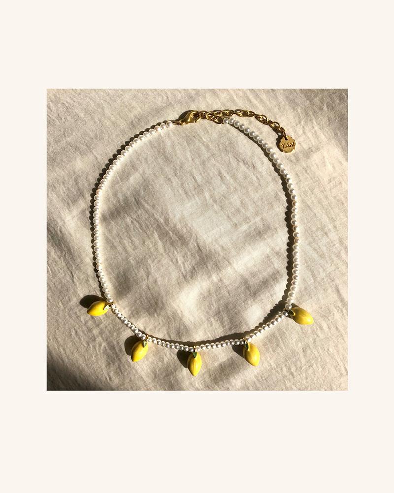 Y'am Capri Pearl necklace with pendants lemons Vendita Economica