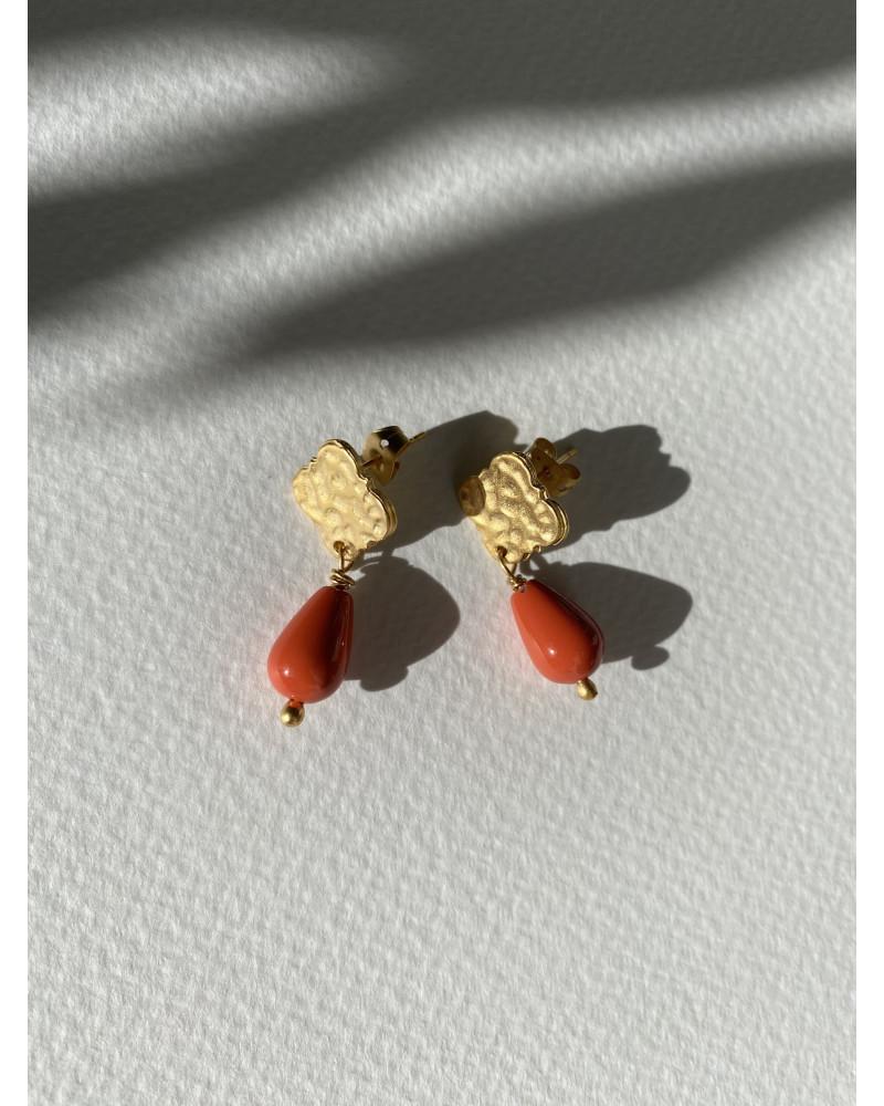Y'am Capri Y'AM mini stud earrings with red coral paste Vendita
