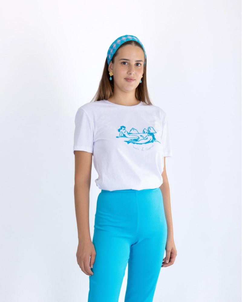 Y'am Capri Sirene di Capri embroidered T-shirt Donna Hotsell