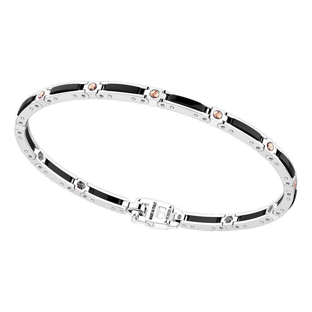 Zancan Bracciale Zancan in argento e ceramica con viti in oro rosa Outlet