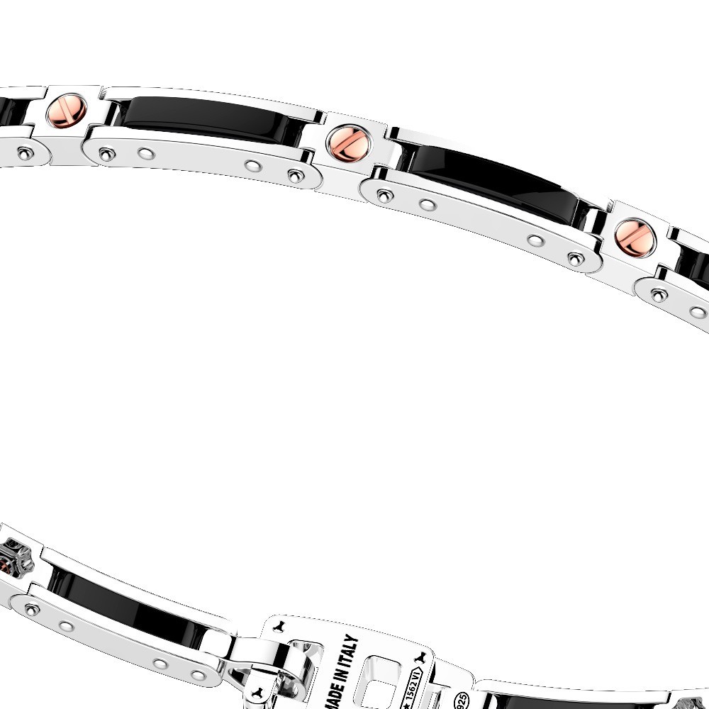 Zancan Bracciale Zancan in argento e ceramica con viti in oro rosa Outlet