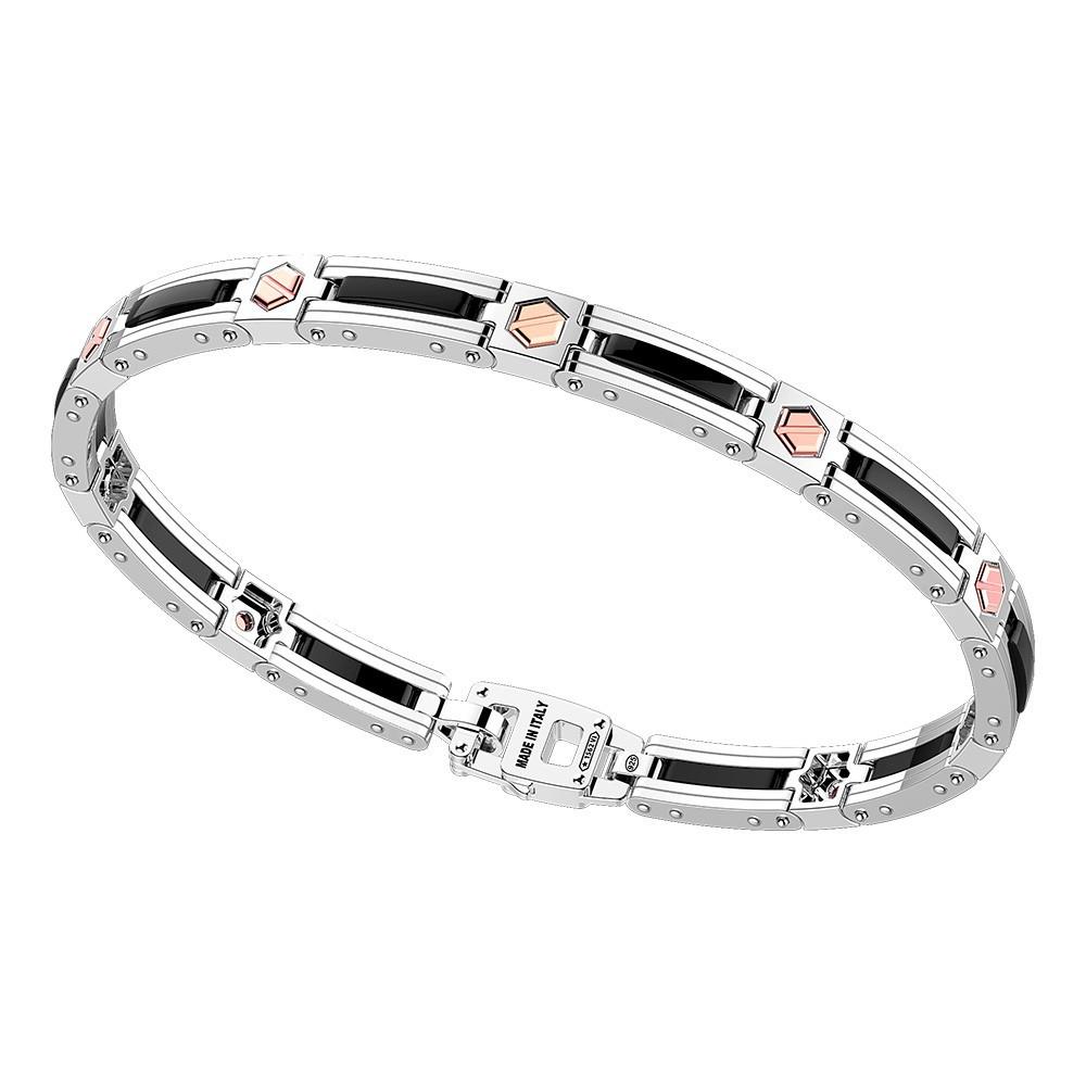 Zancan Bracciale Zancan in argento e ceramica con viti in oro rosa Hotsell