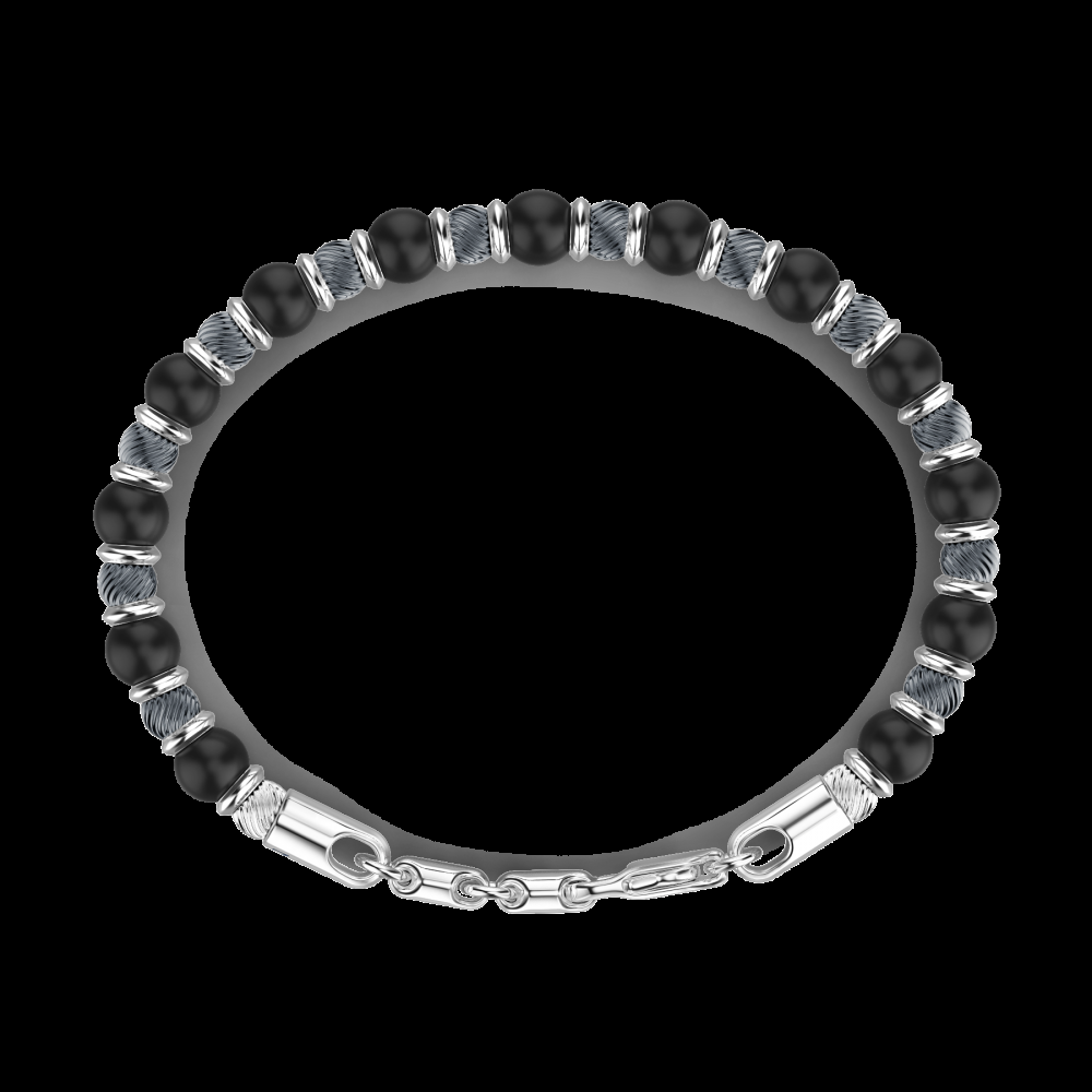 Zancan Bracciale Zancan morbido con sfere in argento e in pietra onice Negozi Online