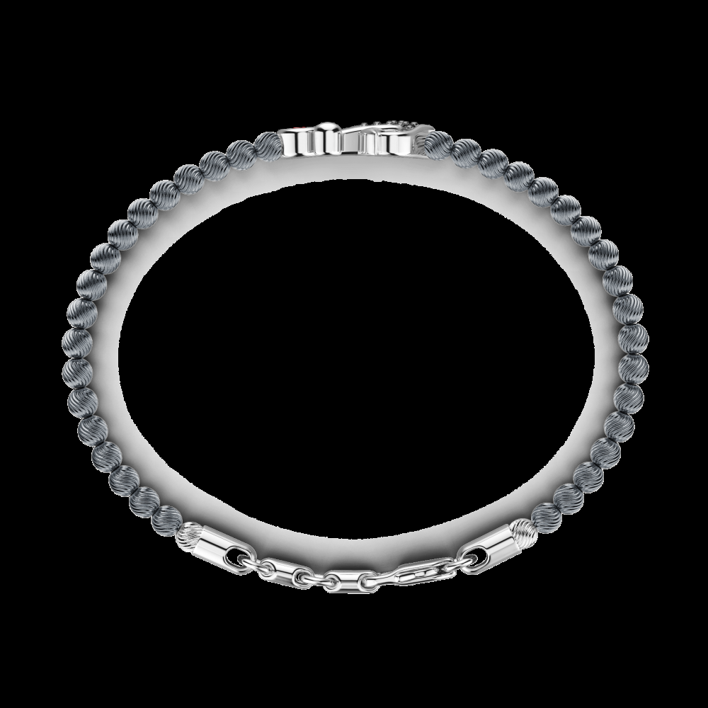 Zancan Bracciale Zancan morbido con sfere in argento ancora e pietre nere Offerta