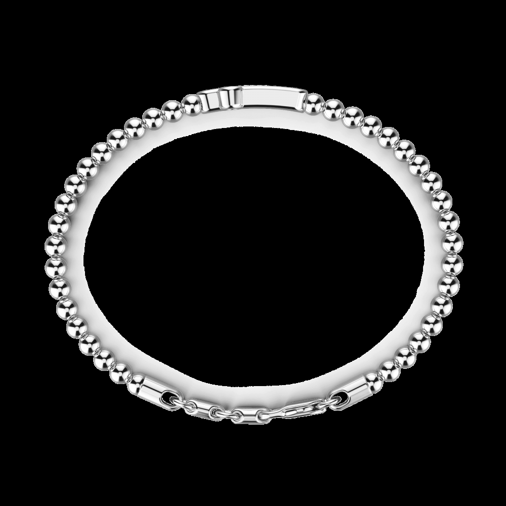 Zancan Bracciale Zancan morbido con sfere in argento e croce con pietre nere Offerte