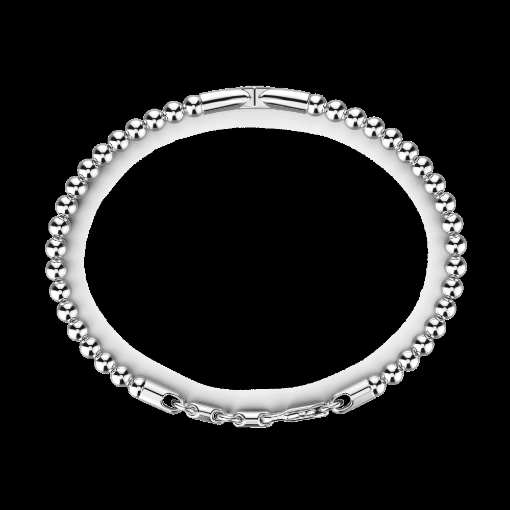 Zancan Bracciale Zancan morbido con sfere in argento e targa con pietre Vendita Calda