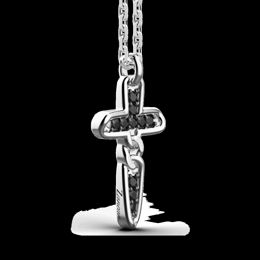 Zancan Collana Zancan in argento con pendente a croce e pietre nere Vendite Flash
