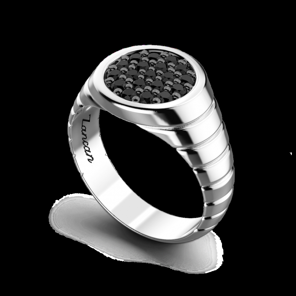 Zancan Anello Zancan in argento con pietre nere Negozio