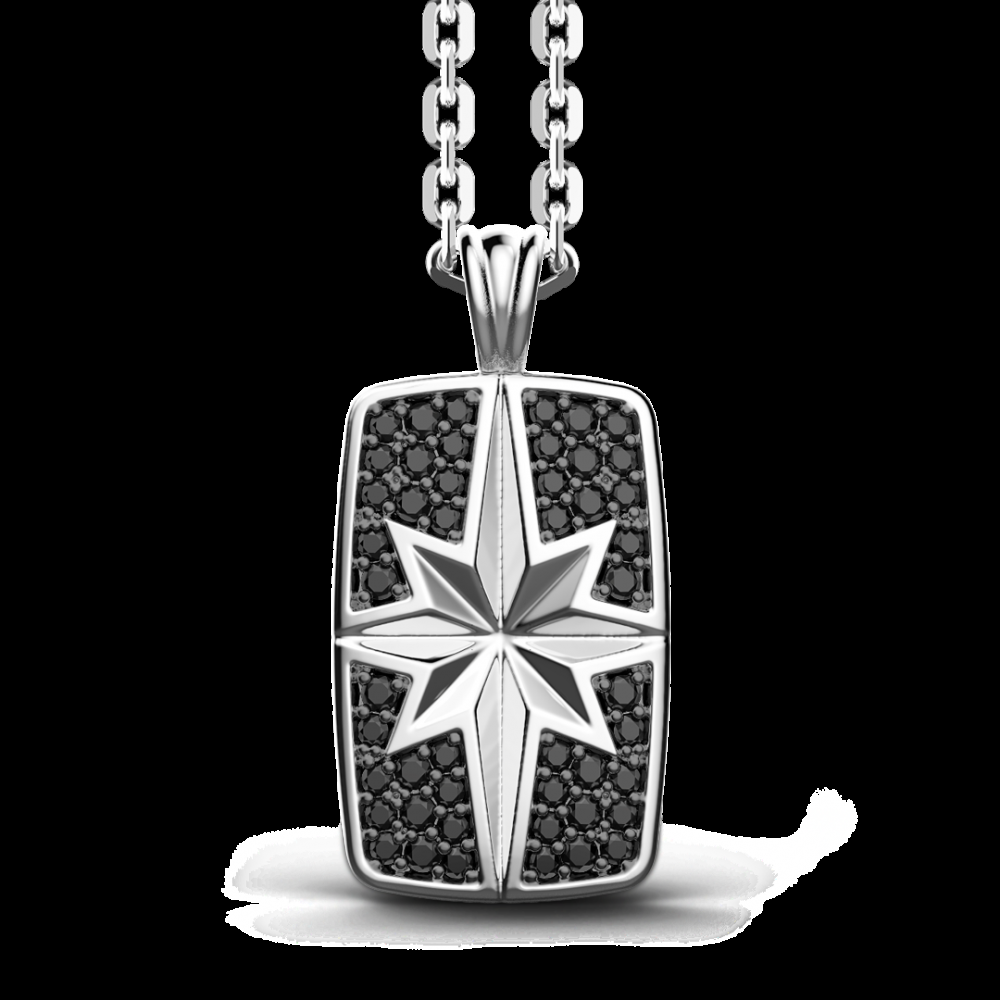 Zancan Collana Zancan in argento a targa con pietre nere Nuova