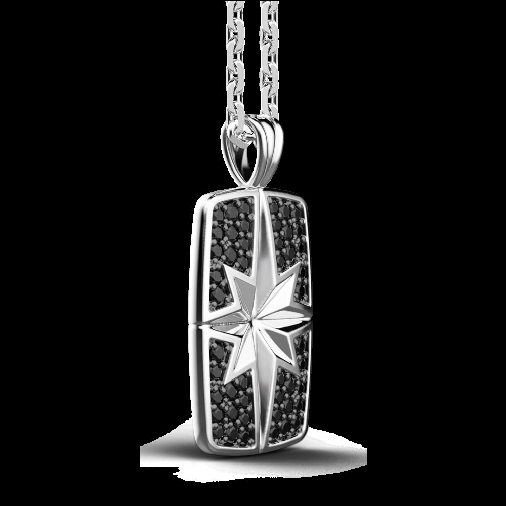 Zancan Collana Zancan in argento a targa con pietre nere Nuova