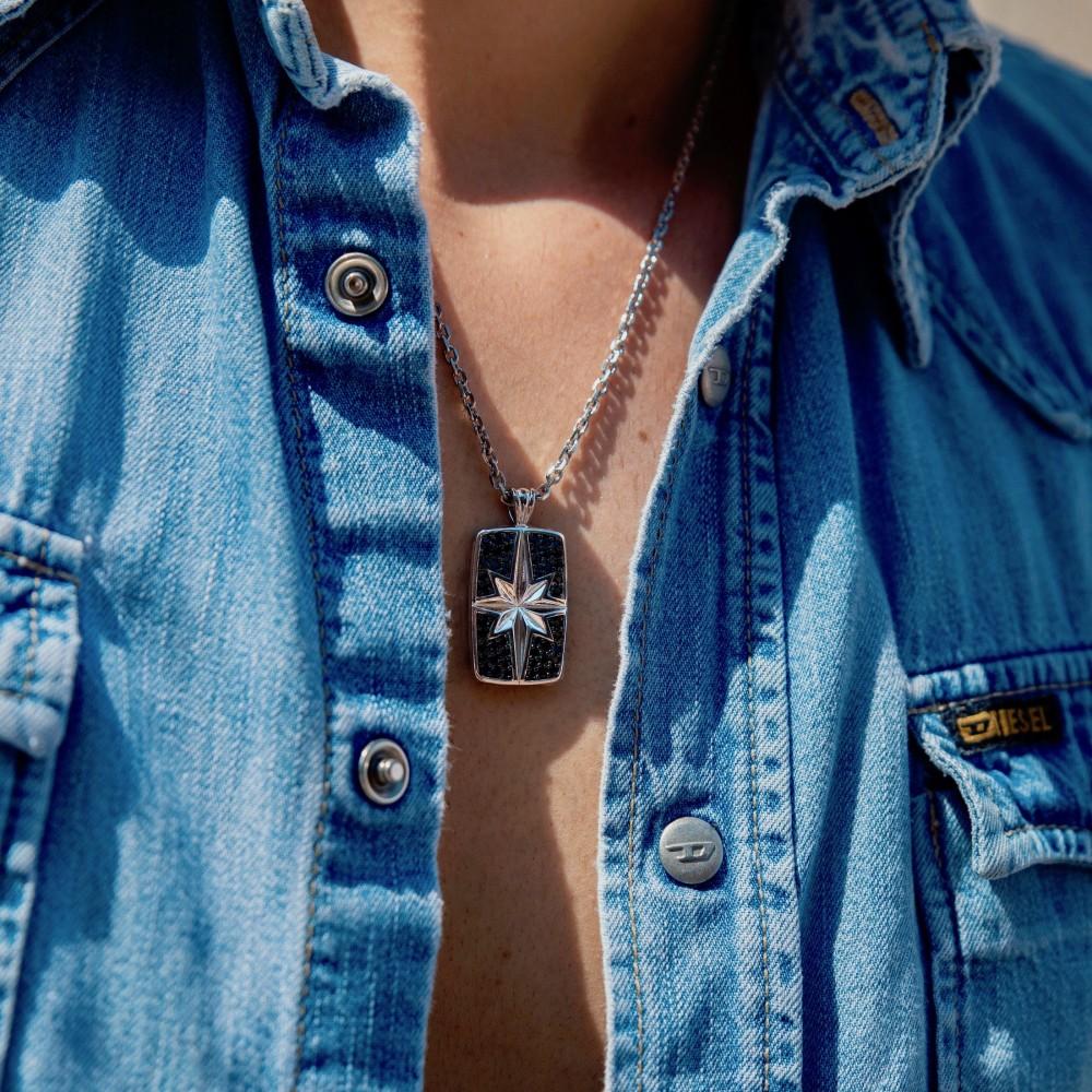 Zancan Collana Zancan in argento a targa con pietre nere Nuova