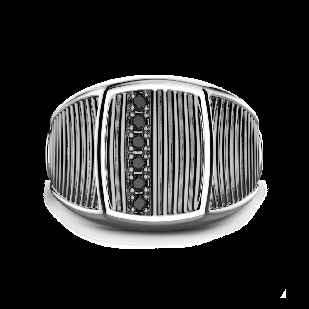 Zancan Anello chevalier Zancan in argento brunito e pietre nere 2025