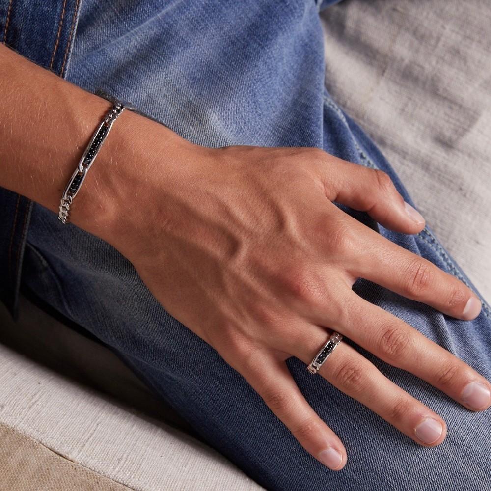 Zancan Bracciale grumetta Zancan in argento con pietre nere Pezzi Unici