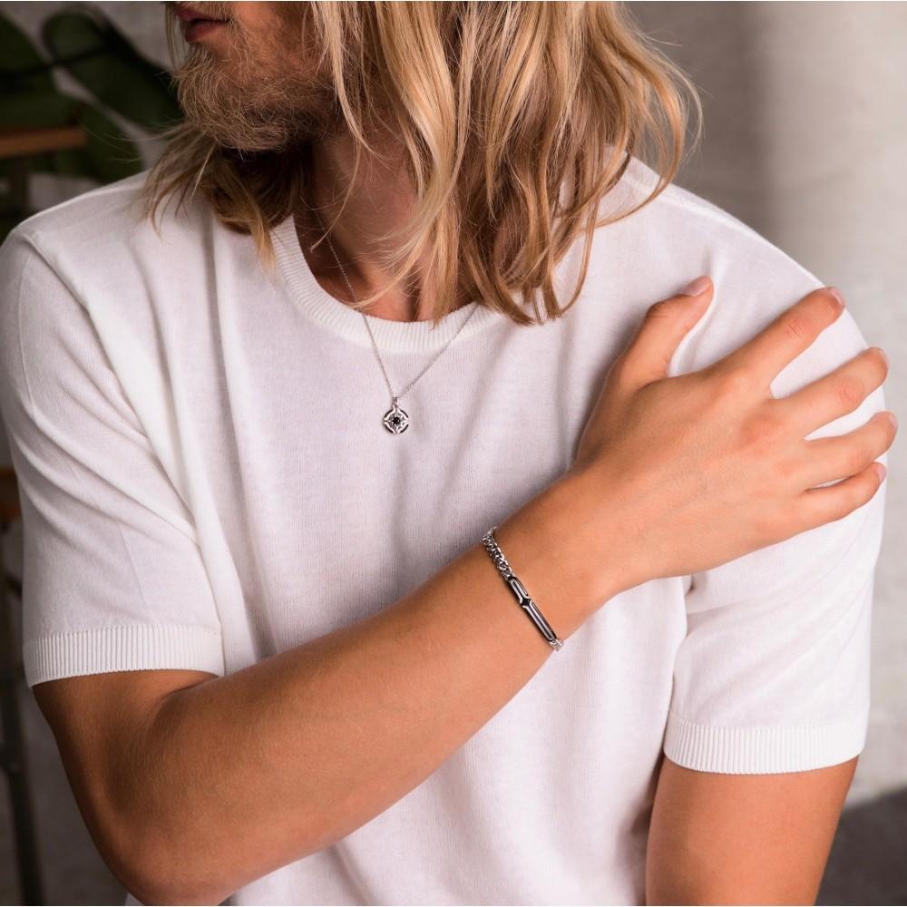 Zancan Bracciale grumetta Zancan in argento con targa e pietra nera Qualità Garantita