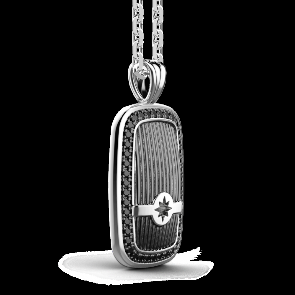 Zancan Collana Zancan in argento a targa con pietre nere Acquista Ora